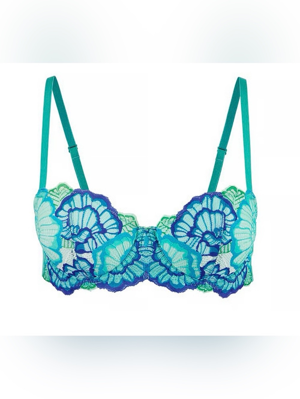 Victoria's Secret Teal & Blue Floral Lace Balconette Bra